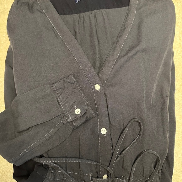 Gap Shirt Dress Black/Gray Color Block w/ Pockets, Button Front, Mid-Length Sz 4 - Picture 4 of 6
